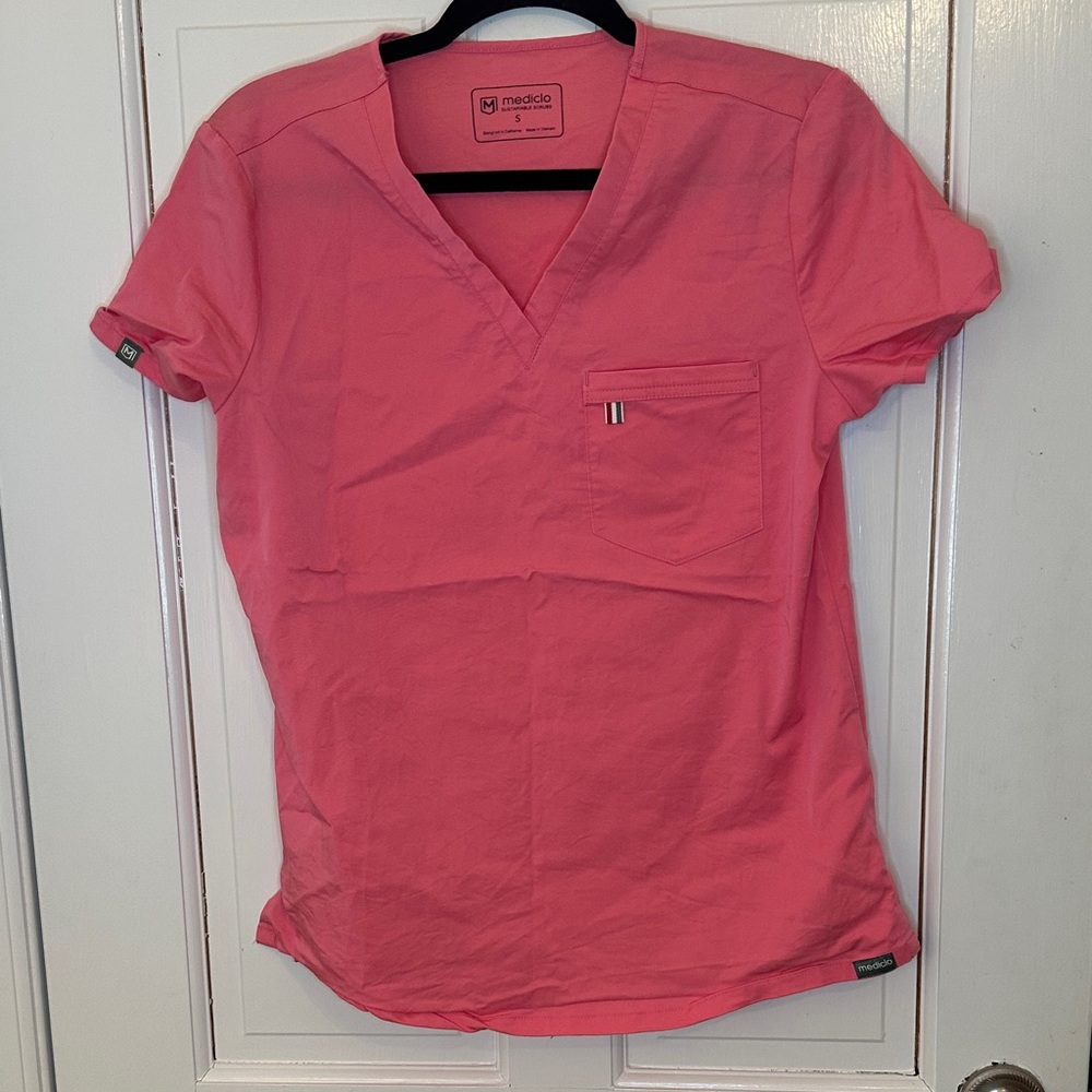 Mediclo Tencel Rose Pink‎ Sal Essential Scrub Top size S EUC